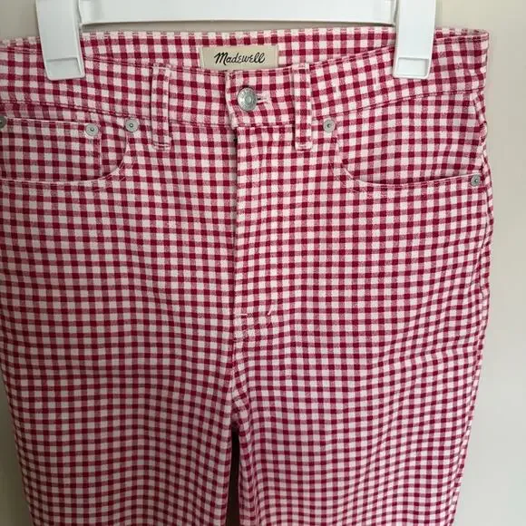 Madewell The Perfect Vintage Jean in Rosy Hibiscus Gingham Check Preppy Picnic - Picture 6 of 14